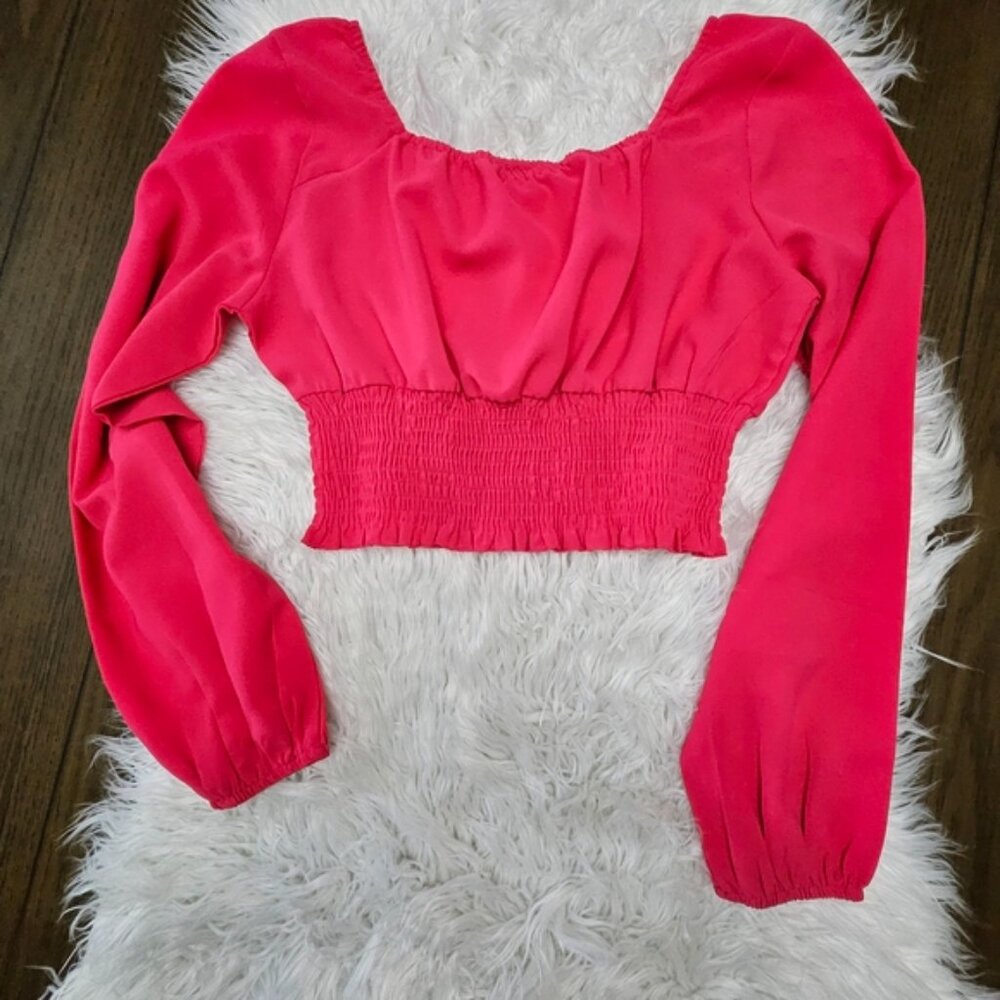 SHEIN Hot Pink Smocked Blouse
